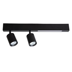 Kinkiet liniowy LED 5W + dwa reflektory GU10 - czarny