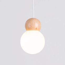 Lampa wisząca drewniana kula Pekka 1xG9 biała/naturalne drewno
