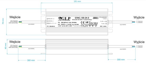 Zasilacz LED ściemnialny 24V 100W IP67 GTMC