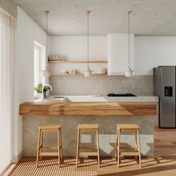 Lampa wisząca betonowa Mab 1xE27 szara/naturalne drewno