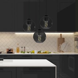 Lampa wisząca Orbita 3xE27 dymione klosze - czarna