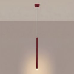 Lampa wisząca pojedyncza tuba Pastelo 1xG9 burgundowa