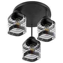 Lampa sufitowa 3xE27 Trivo czarna ze szklanymi kloszami