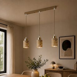 Lampa wisząca Timber 3xE27 listwa beż-złoto