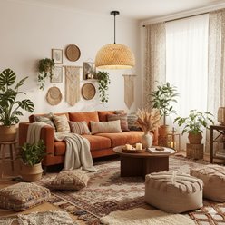 Lampa wisząca Boho 1xE27 z bambusowym kloszem 38cm