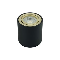 Tuba sufitowa GU10 okrągła 80x84mm czarna - złoty Ring