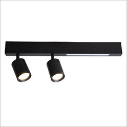 Kinkiet liniowy LED 5W + dwa reflektory GU10 - czarny