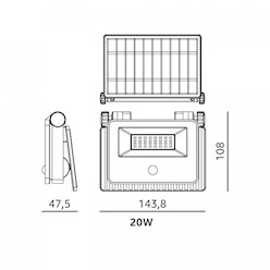 Naświetlacz solarny LED G2 20W 1600lm 3CCT z czujnikiem