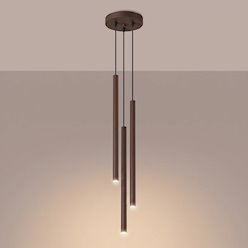 Lampa wisząca potrójna tuba Pastelo 3P 3xG9 brązowa