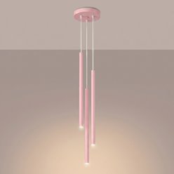 Lampa wisząca potrójna tuba Pastelo 3P 3xG9 okrągła różowa