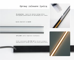 Oprawa liniowa LED IP68 AQU czarna 3000K 1m