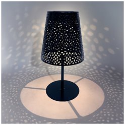 Lampa stołowa solarna z ażurowym kloszem IP44 czarna
