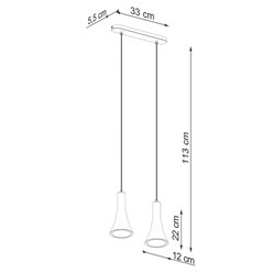 Lampa wisząca stożek REA 2xE14 beton - listwa