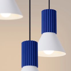 Lampa wisząca potrójna Estria 3xE14 biało-ultramarynowa