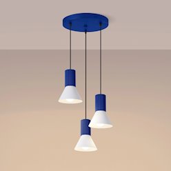 Lampa wisząca potrójna Estria 3xE14 biało-ultramarynowa