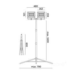 Halogeny LED na statywie 2x50W 8500lm z przewodem 3m