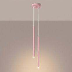 Lampa wisząca podwójna tuba Pastelo 2xG9 okrągła różowa