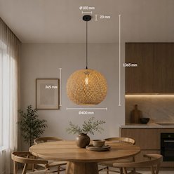 Lampa wisząca Boho 1xE27 okrągły bambusowy klosz 40cm