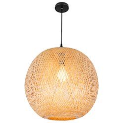 Lampa wisząca Boho 1xE27 okrągły bambusowy klosz 40cm
