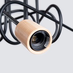 Żyrandol drewniany Ember 5xE27 czarny/naturalne drewno