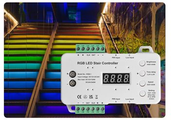 Sterownik schodowy LED RGB Smart z czujnikami ruchu i zmierzchu