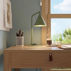 Lampa biurkowa ze stożkowym kloszem Nox 1xE14 zielona oliwka
