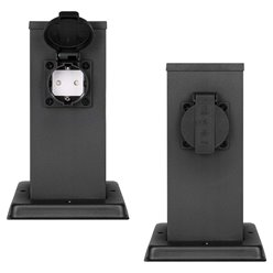 Słupek ogrodowy elektryczny z gniazdem 230V 20cm czarny