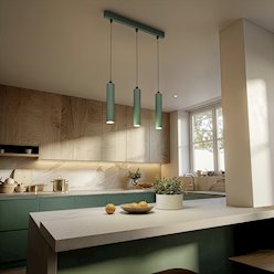 Lampa wisząca 3xGU10 ryflowane tuby - zielona oliwka