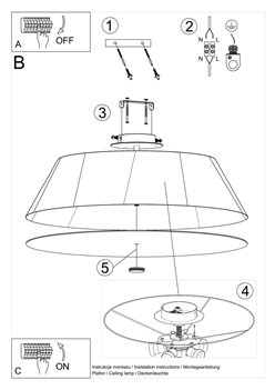 Lampa sufitowa okrągła VEGA 70 cm 5xE27 biała