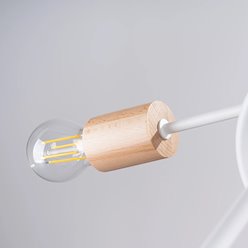 Żyrandol drewniany Ember 5xE27 biały/naturalne drewno