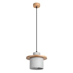 Lampa wisząca betonowa Mab 1xE27 szara/naturalne drewno