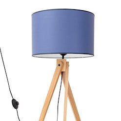 Lampa podłogowa drewniana Natt 1xE27 z granatowym abażurem