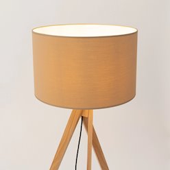 Lampa podłogowa drewniana Natt 1xE27 z abażurem taupe