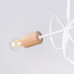 Żyrandol drewniany Ember 3xE27 biały/naturalne drewno