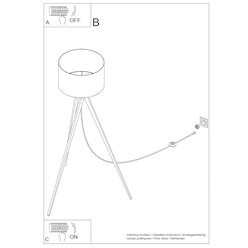Lampa podłogowa drewniana Natt 1xE27 z granatowym abażurem