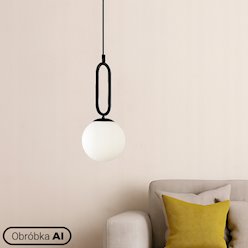 Lampa wisząca mleczna kula Bali 15cm 1xE27 dekor czarna