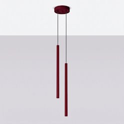 Lampa wisząca podwójna tuba Pastelo 2xG9 okrągła burgundowa