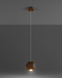 Lampa wisząca geometryczna WOODY 1xGU10 drewno
