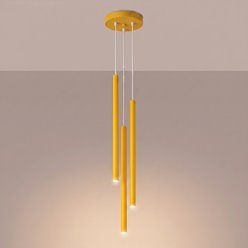 Lampa wisząca potrójna tuba Pastelo 3P 3xG9 żółta