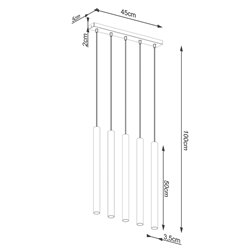 Lampa wisząca tuby PASTELO 5xG9 drewno - listwa