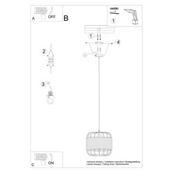 Lampa wisząca Loft FOST 1xE27 czarna ze sznurem