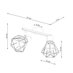 Lampa sufitowa listwa ARTEMIS 2xE14 czarna