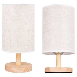 Lampa nocna Zelda E27 drewno i mleczny klosz