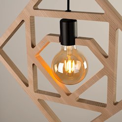 Lampa wisząca dekoracyjna Caro 1xE27 naturalne drewno/czarna