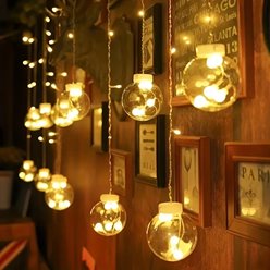 Kurtyna świetlna z bombkami 12W 250cm barwa ciepła