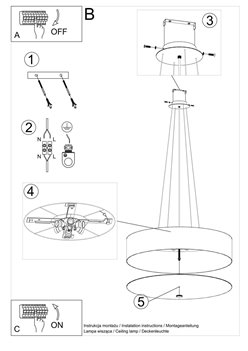 Lampa wisząca SKALA okrągła 70 cm 6xE27 czarna