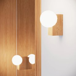 Lampa drewniana z mleczną kulą Bulbo 4xG9 naturalne drewno