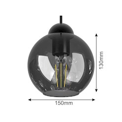Lampa wisząca Orbita 3xE27 dymione klosze - czarna