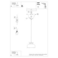 Lampa wisząca drewniana Marion 1xE27 czarna/naturalne drewno