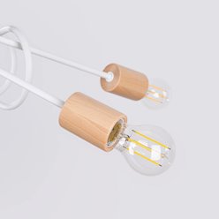 Żyrandol drewniany Ember 5xE27 biały/naturalne drewno